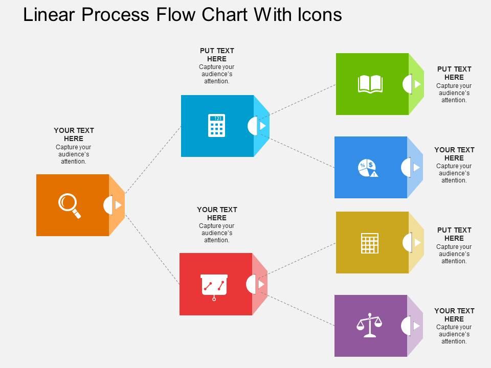 Ig linear process flow chart with icons flat powerpoint design Slide01