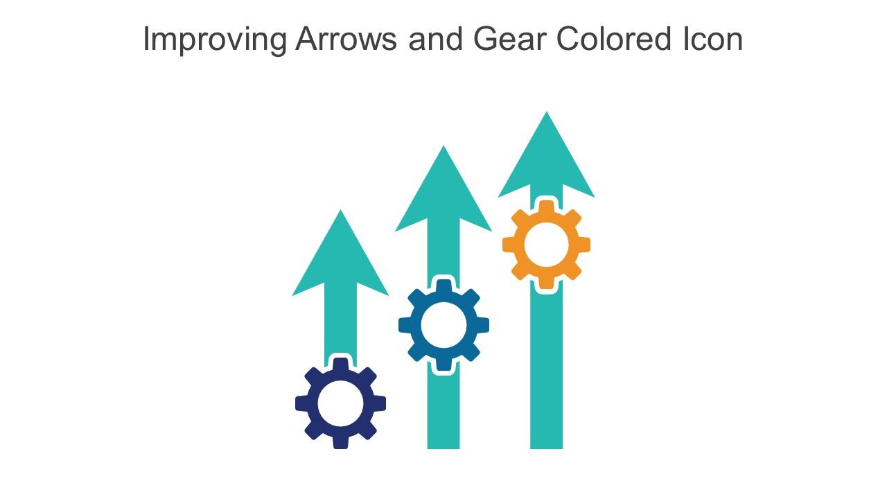Improving Arrows And Gear Colored Icon In Powerpoint Pptx Png And Editable Eps Format Slide01