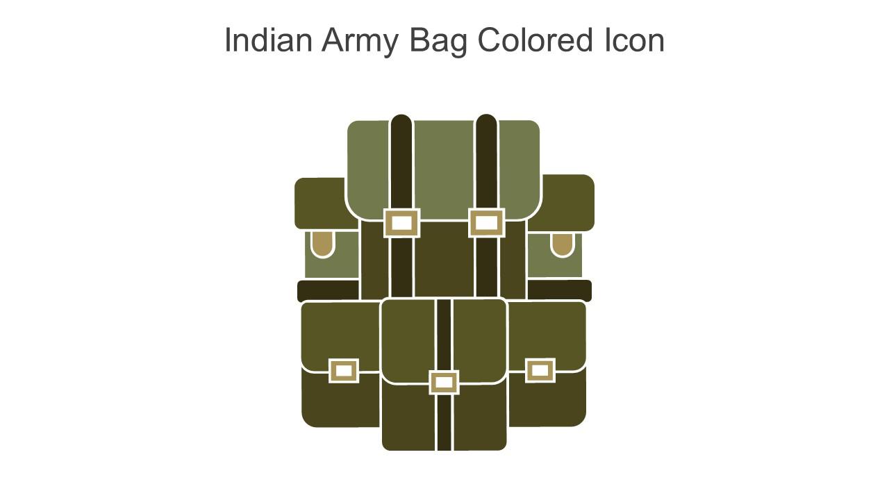 Indian Army Bag Colored Icon In Powerpoint Pptx Png And Editable Eps Format