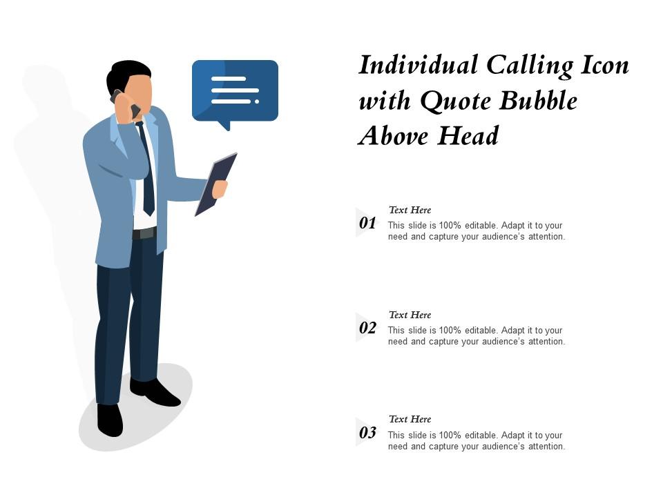 Individual calling icon with quote bubble above head Slide01