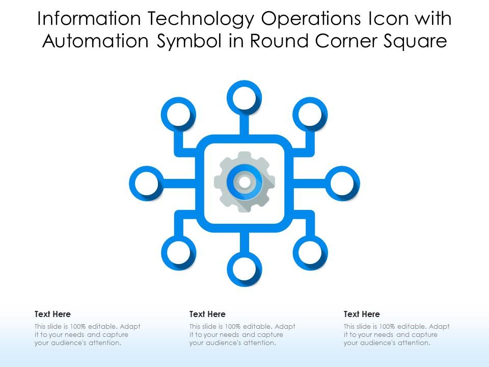 Information technology operations icon with automation symbol in round corner square Slide01