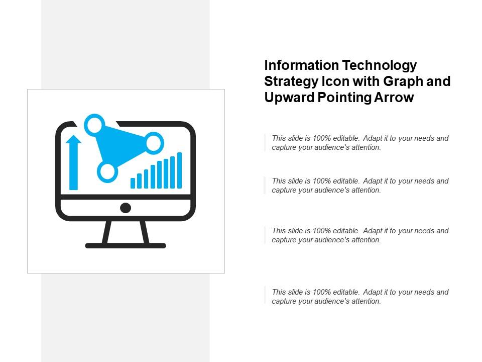 Information technology strategy icon with graph and upward pointing arrow Slide01