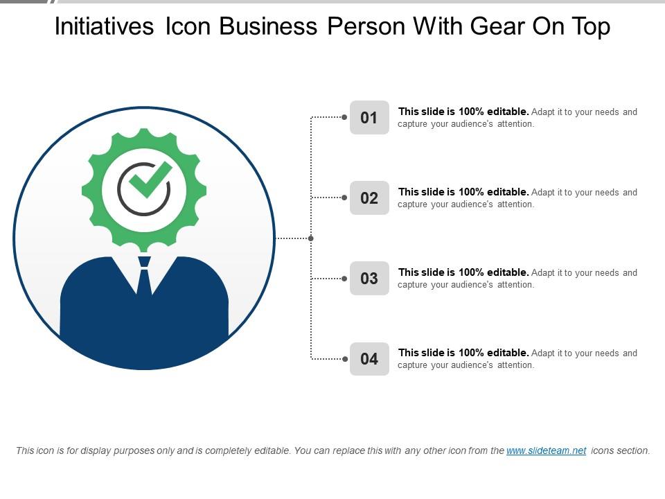 Initiatives icon business person with gear on top Slide01