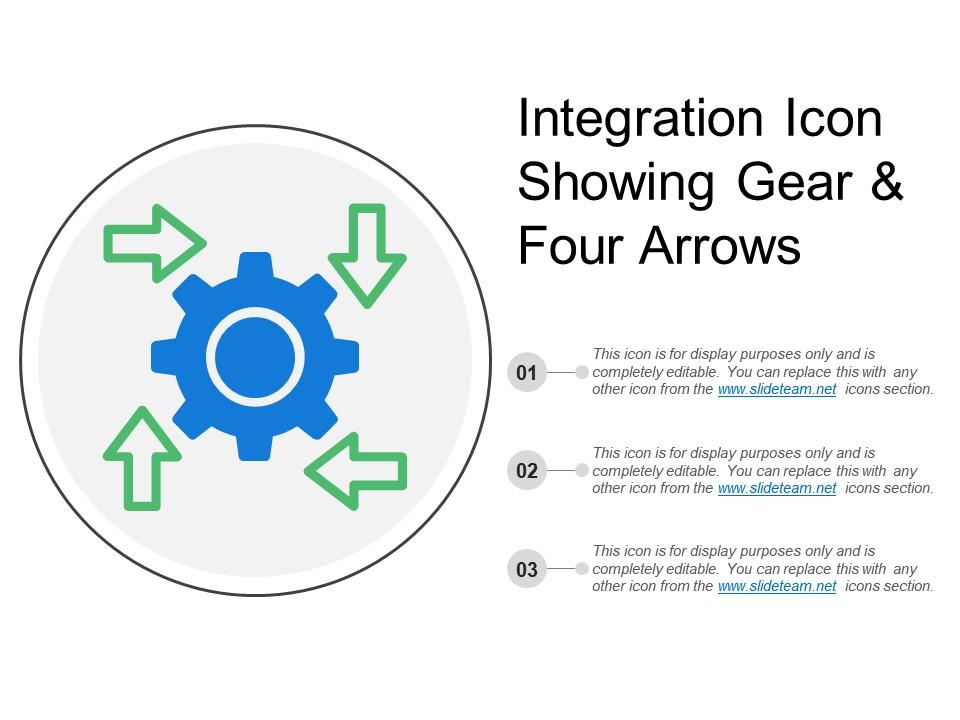 Integration icon showing gear and four arrows Slide01