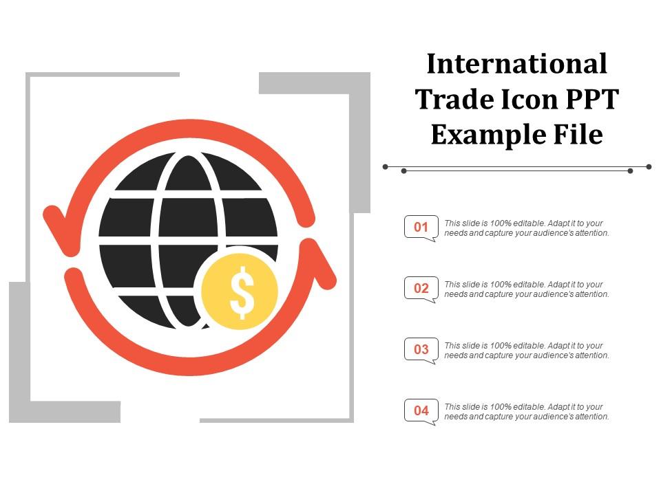 International trade icon ppt example file Slide01