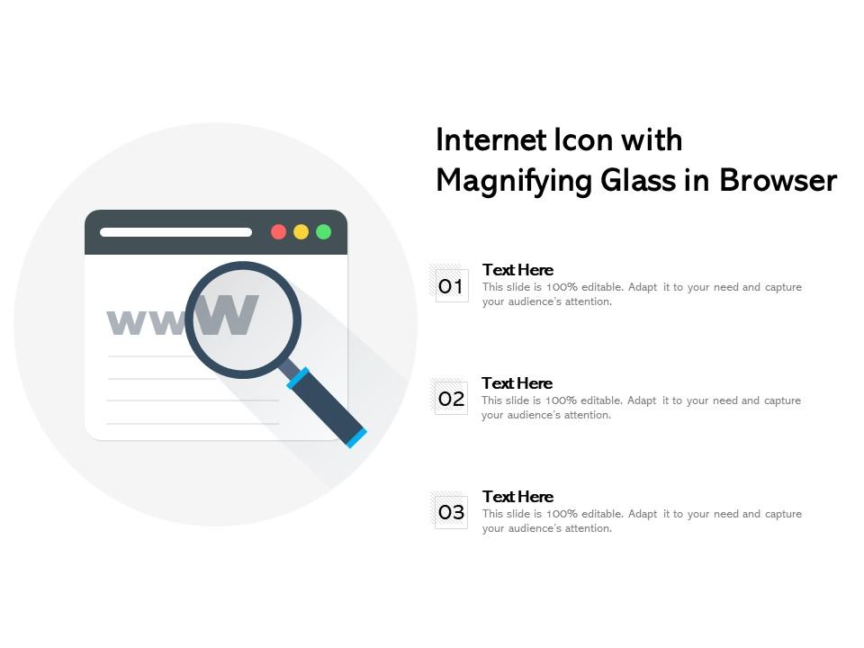 Internet icon with magnifying glass in browser Slide01
