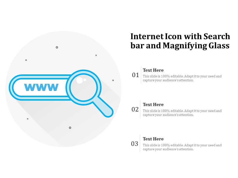 Internet icon with search bar and magnifying glass Slide01