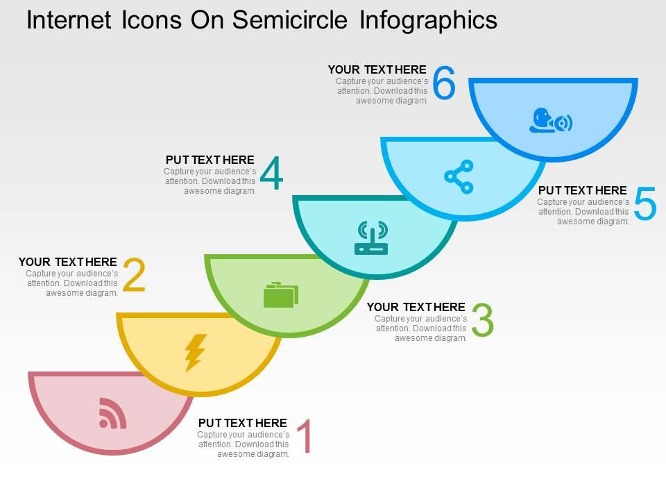 Internet icons on semicircle infographics flat powerpoint design Slide01