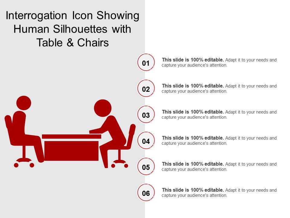 Interrogation icon showing human silhouettes with table and chairs Slide01
