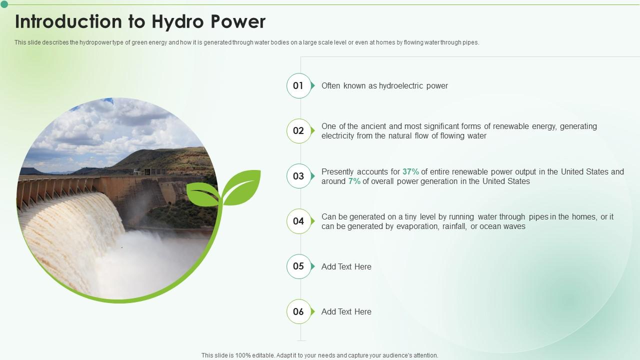 Introduction To Hydro Power Clean Energy Ppt Powerpoint Presentation Icon Images Slide01