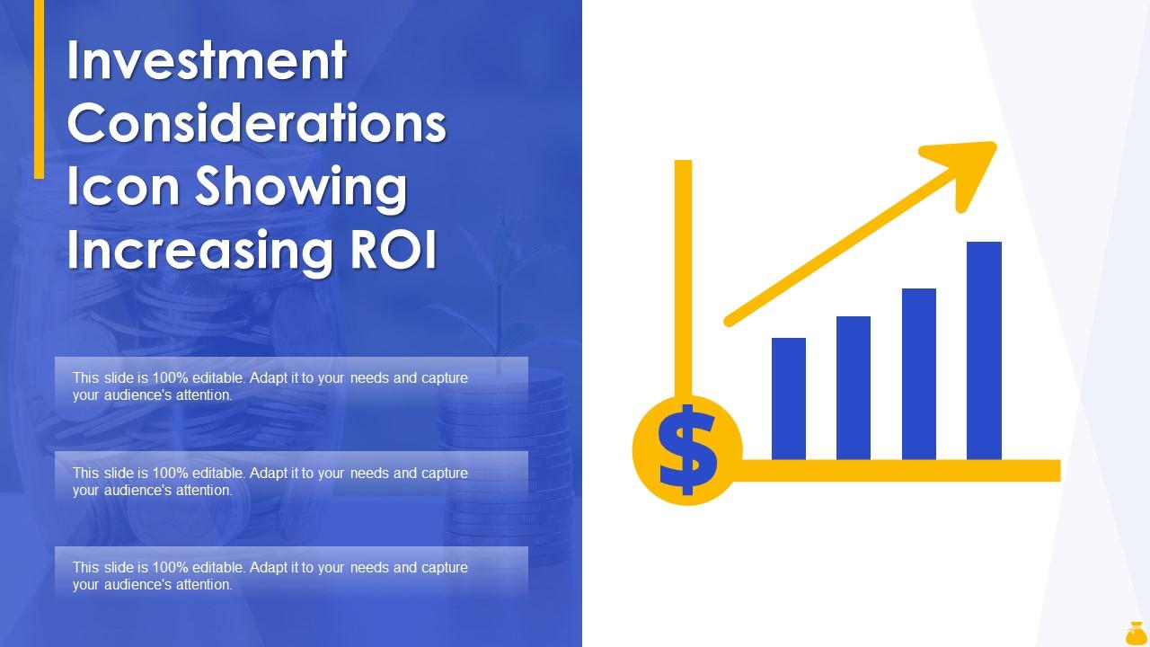 Investment Considerations Icon Showing Increasing Roi Slide01