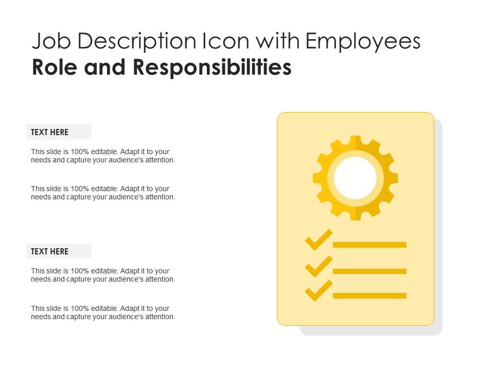 Job description icon with employees role and responsibilities Slide01