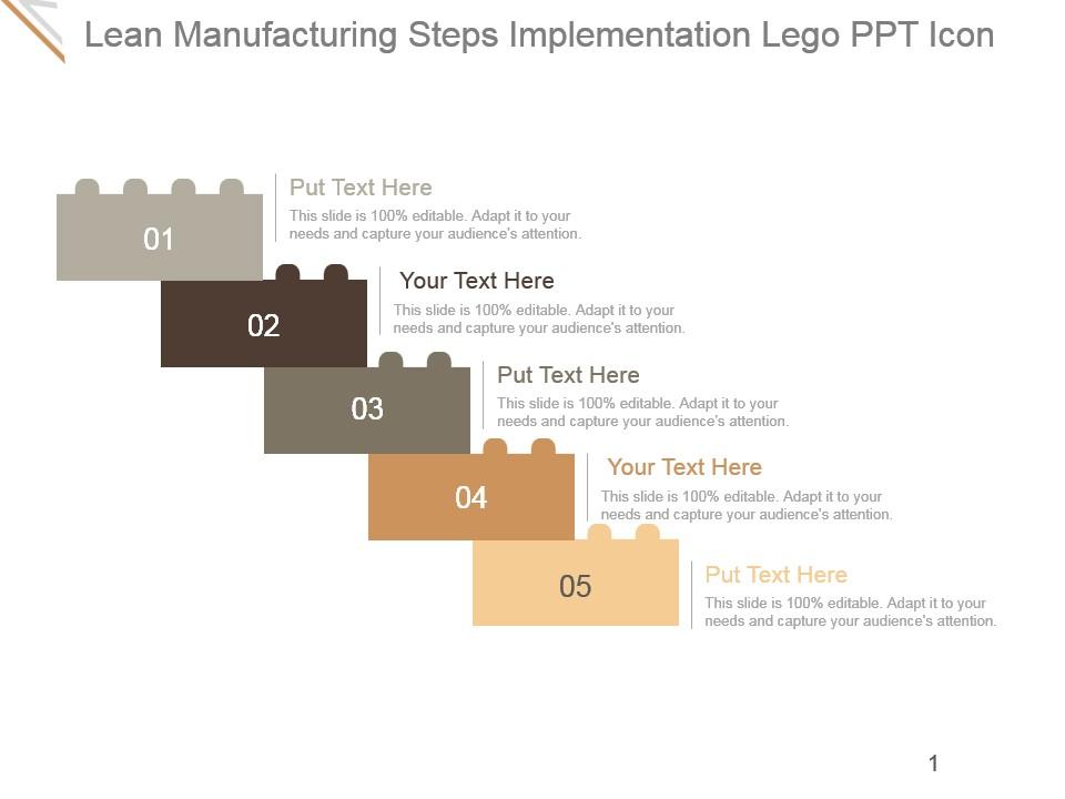 Lean manufacturing steps implementation lego ppt icon Slide01
