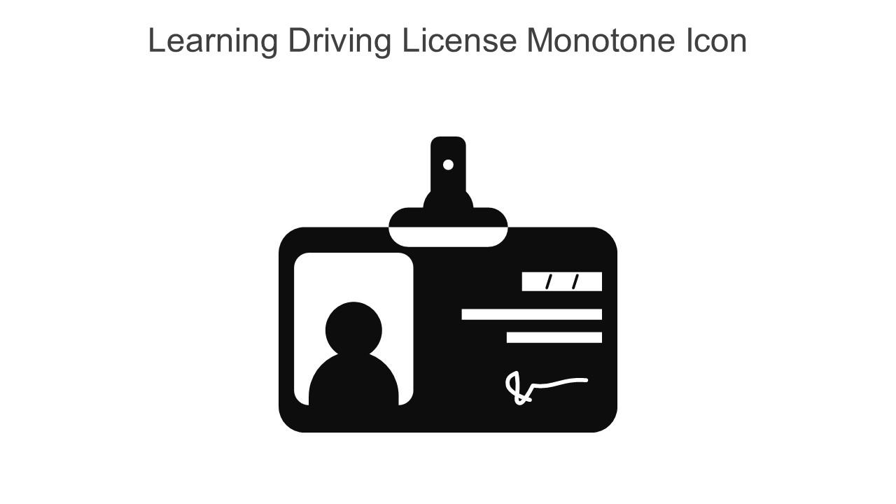 Learning Driving License Monotone Icon In Powerpoint Pptx Png And Editable Eps Format