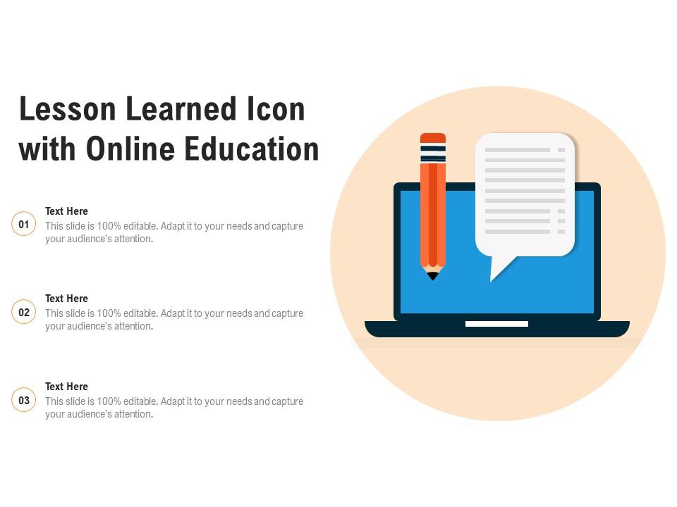 Lesson learned icon with online education Slide01