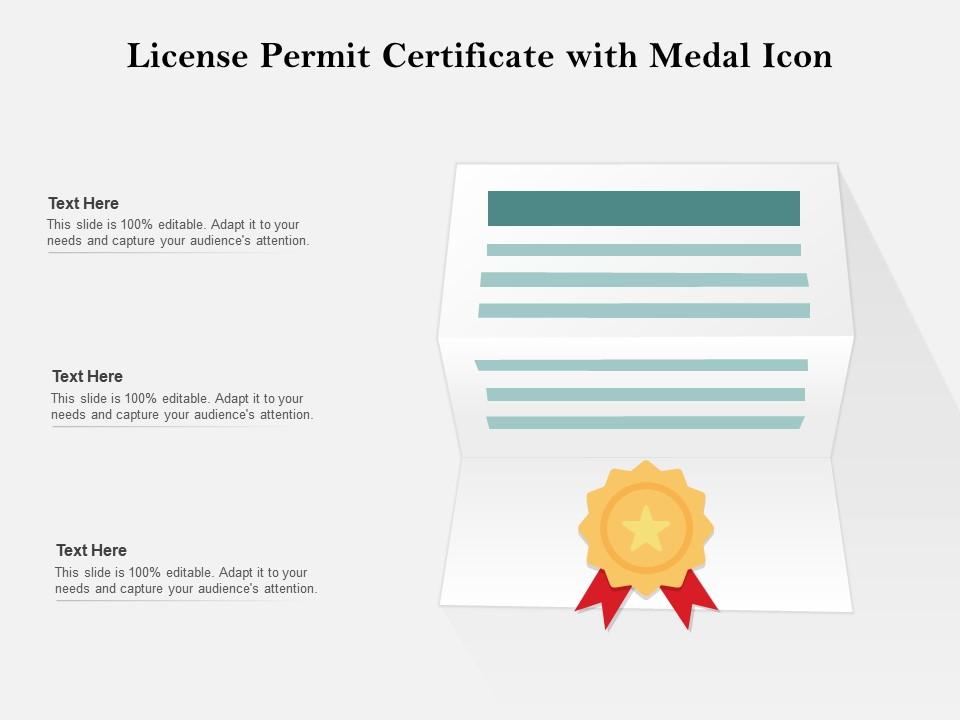 License permit certificate with medal icon Slide01