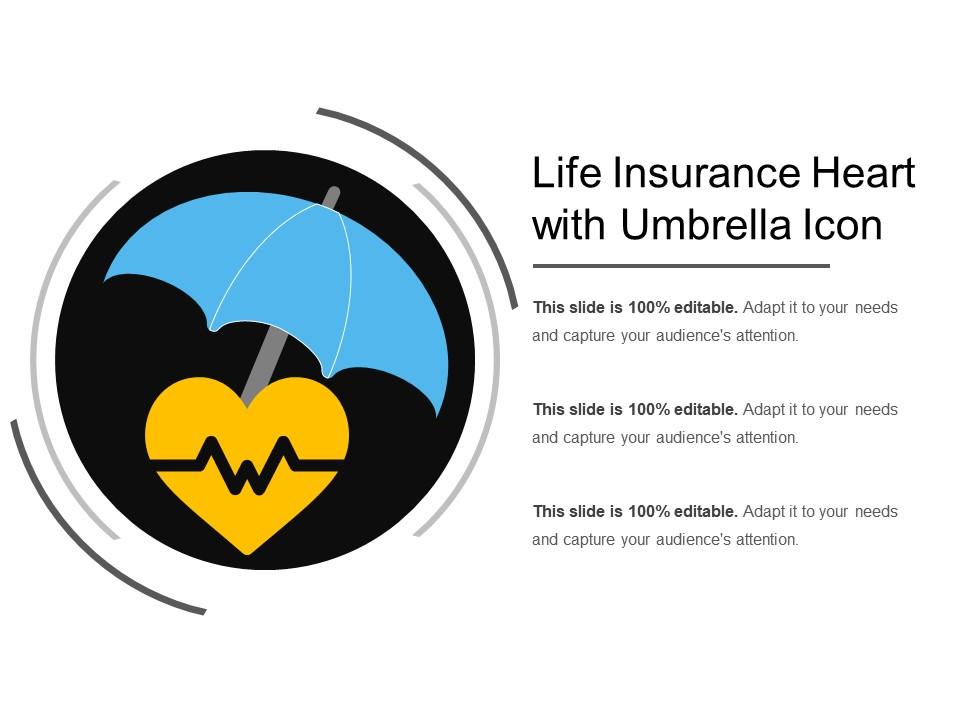 Life insurance heart with umbrella icon Slide01