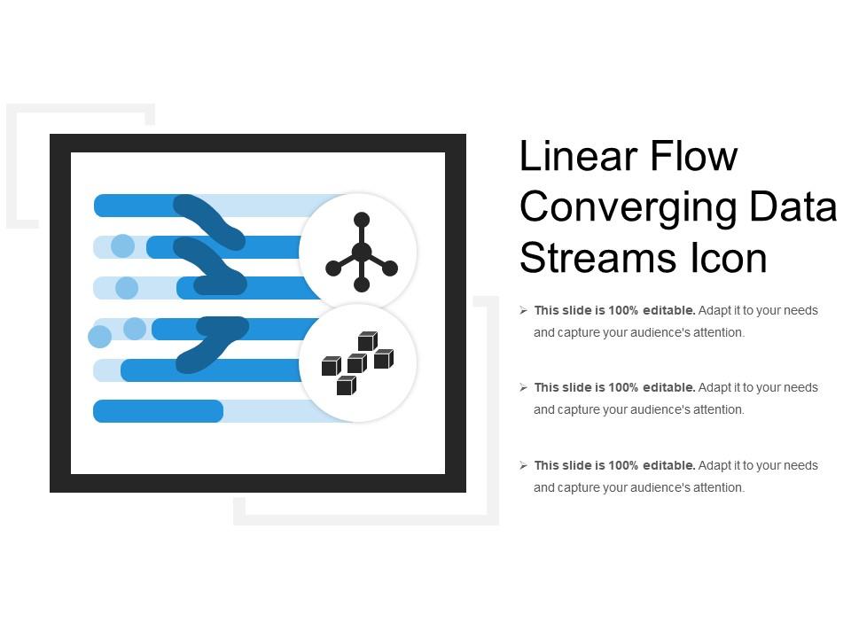 Linear flow converging data streams icon Slide01
