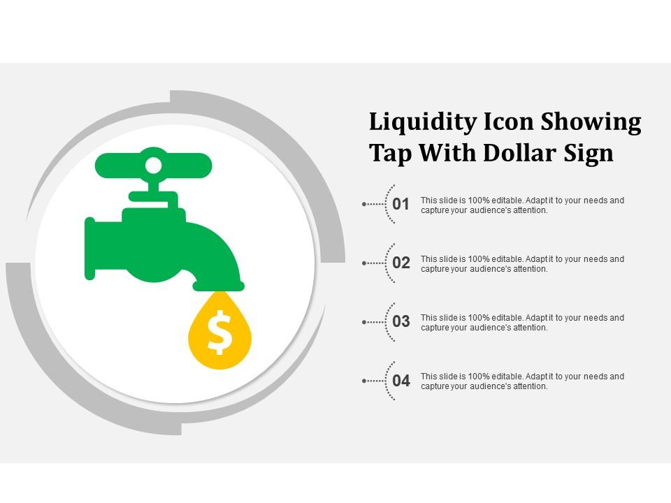 Liquidity icon showing tap with dollar sign Slide01