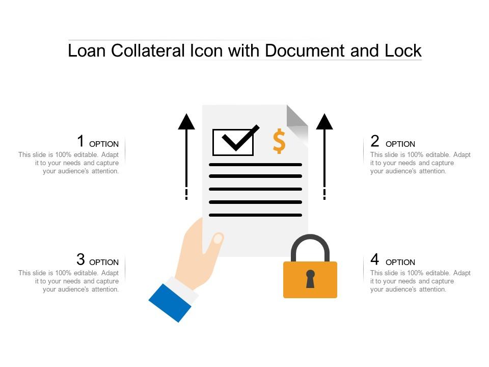 Loan collateral icon with document and lock Slide01