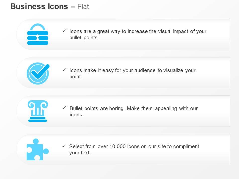 Lock check box pillar puzzle ppt icons graphics Slide01