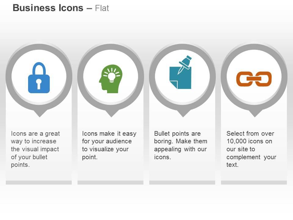Lock mind bulb link idea generation ppt icons graphics Slide01