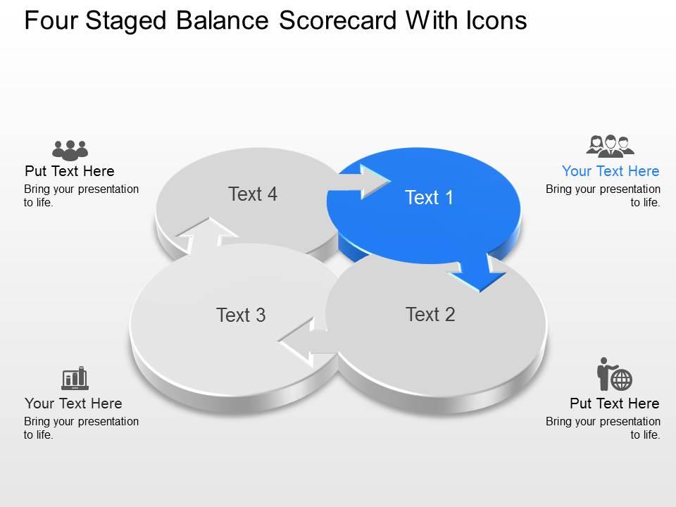 Lw four staged balance scorecard with icons powerpoint template slide Slide01