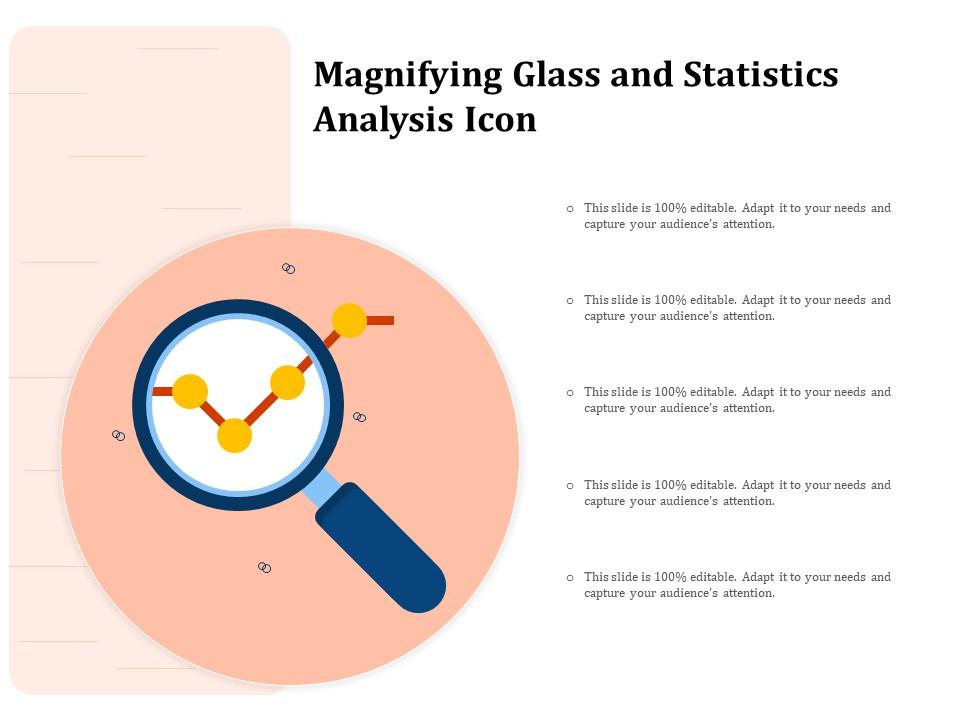 Magnifying glass and statistics analysis icon Slide01