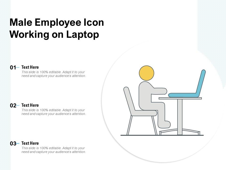 Male employee icon working on laptop Slide01