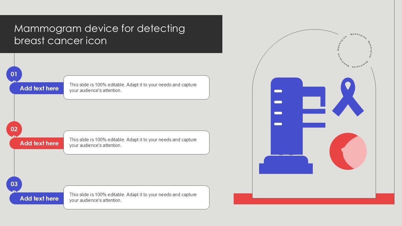 Mammogram Device For Detecting Breast Cancer Icon Ppt Presentation