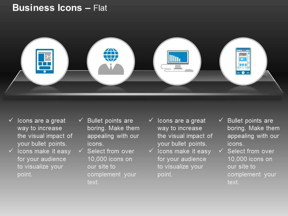 Man globe head computer mobile technology ppt icons graphics Slide01