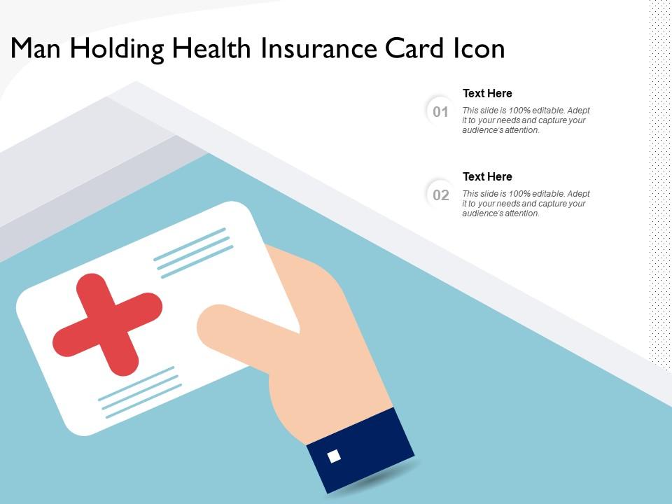 Man holding health insurance card icon Slide01