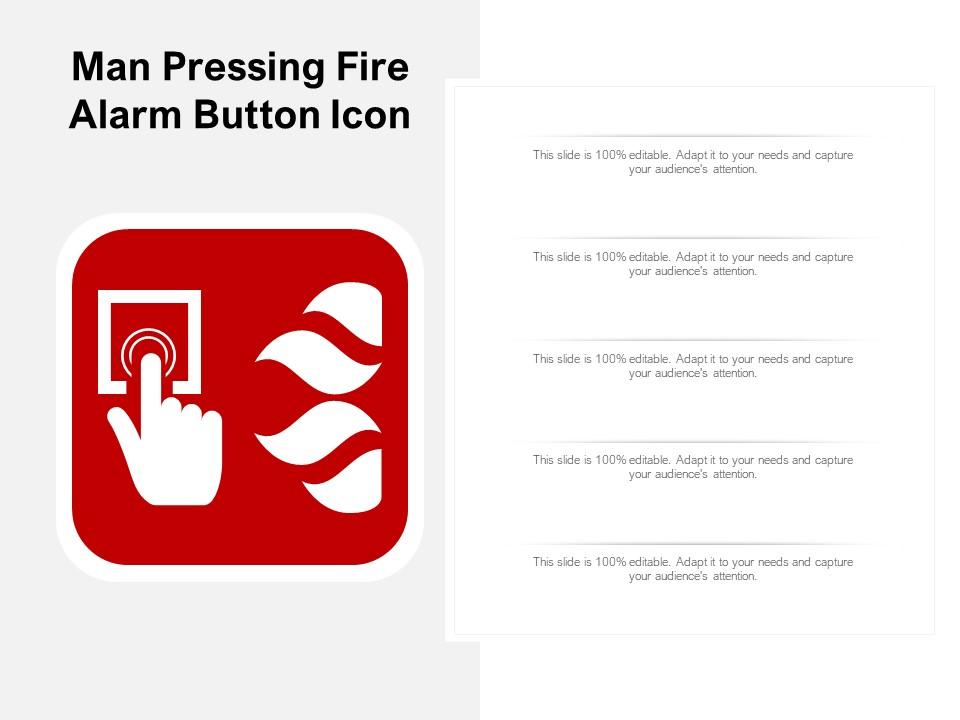 Man pressing fire alarm button icon Slide01