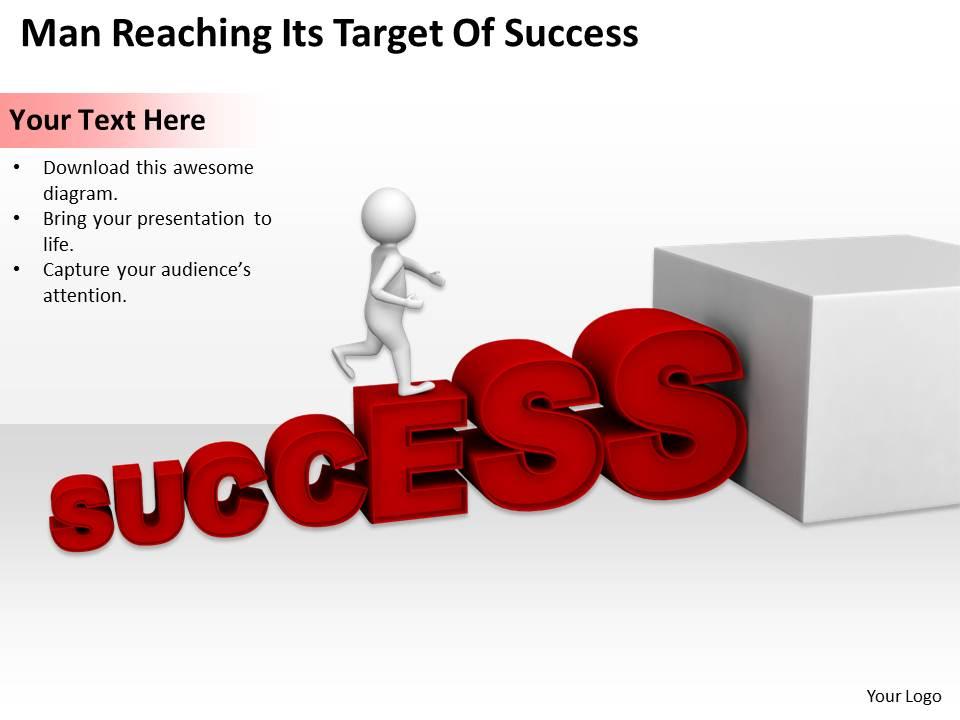 Man reaching its target of success ppt graphics icons powerpoint Slide01
