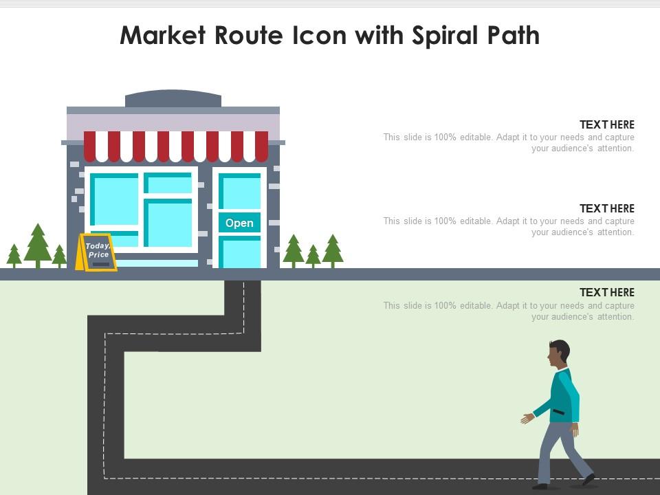 Market route icon with spiral path Slide01