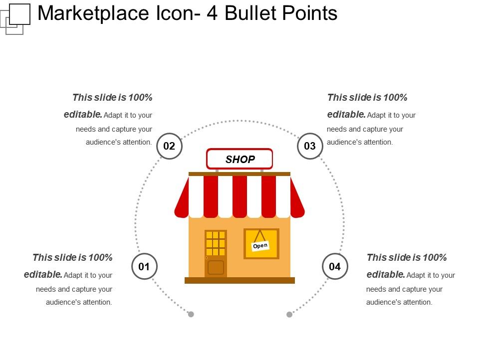 Marketplace icon 4 bullet points Slide01