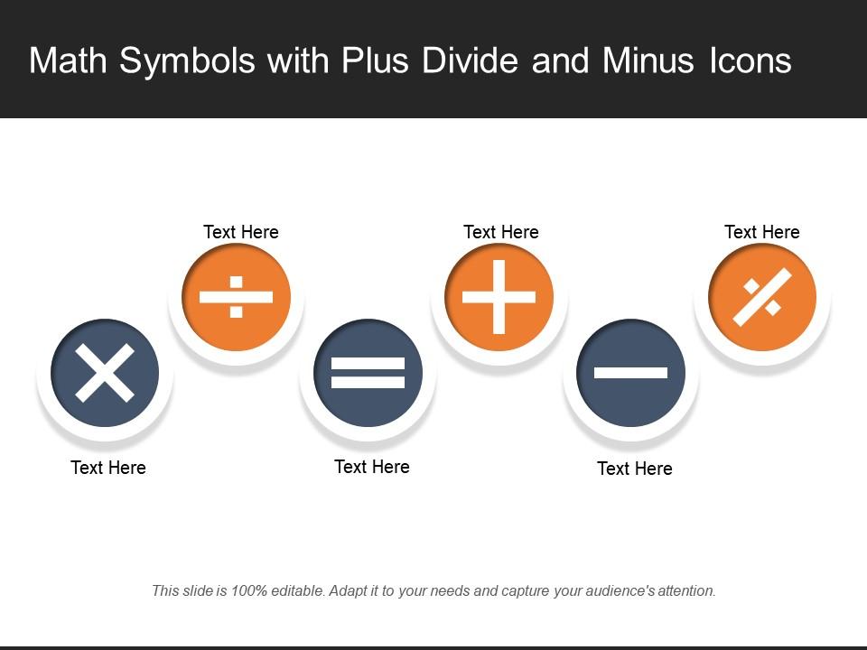 Math symbols with plus divide and minus icons Slide01