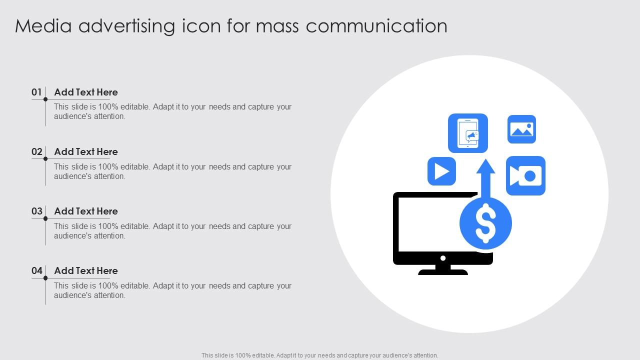 Media Advertising Icon For Mass Communication Slide01