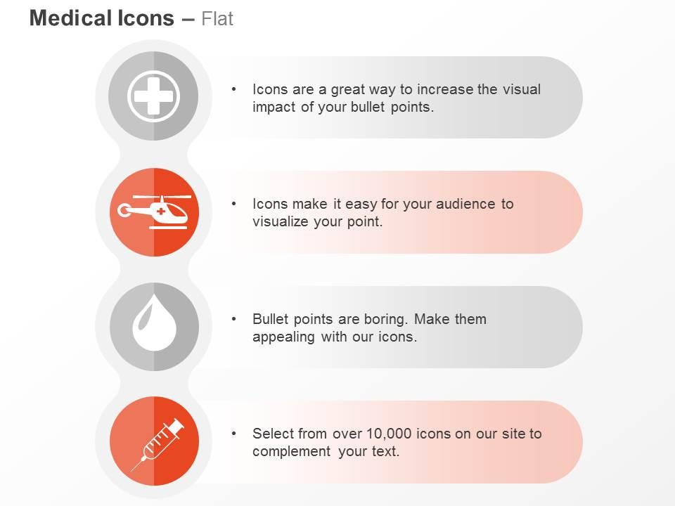Medical sign chopper blood drop syringe ppt icons graphics Slide01