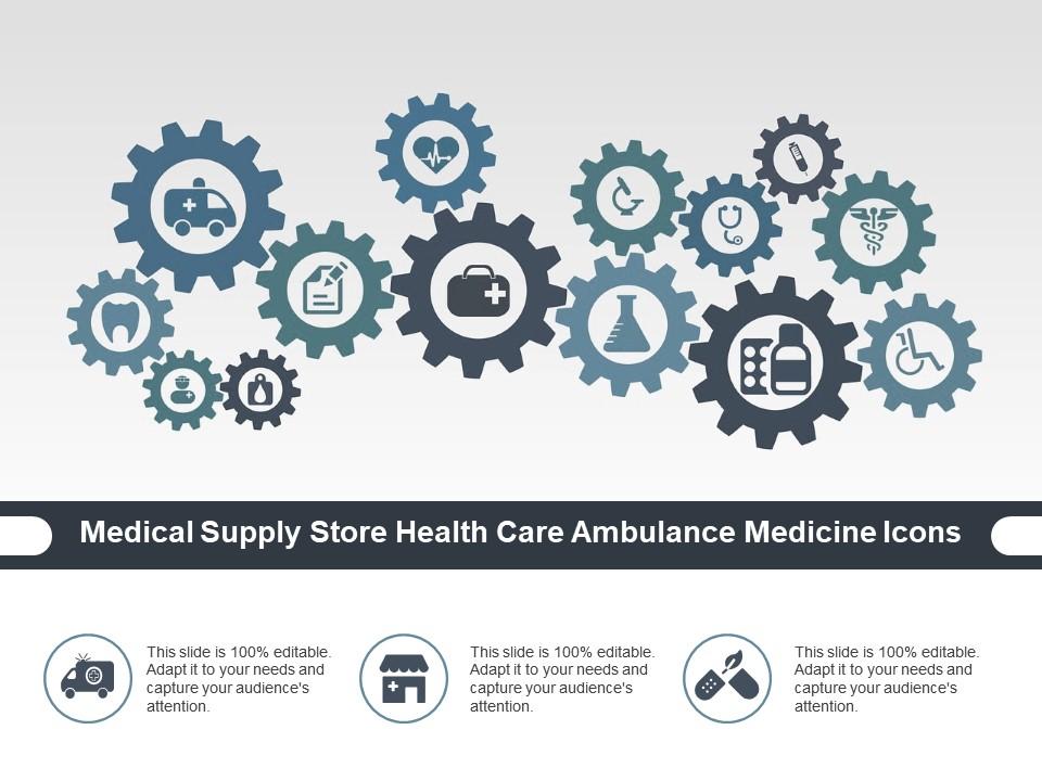 Medical supply store health care ambulance medicine icons Slide01