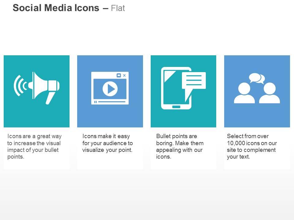 Megaphone youtube mobile chat social network ppt icons graphics Slide01