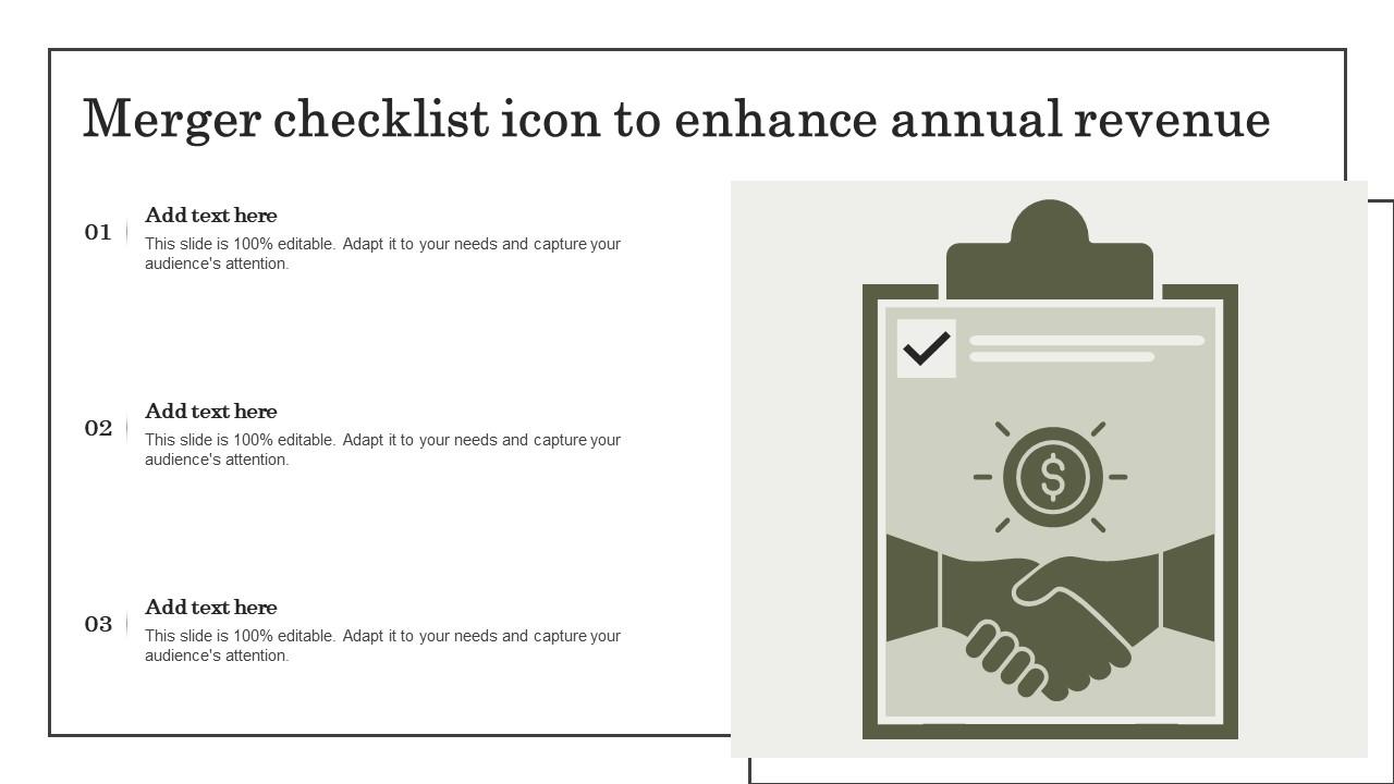 Merger Checklist Icon To Enhance Annual Revenue Slide01