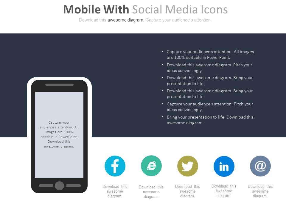 Mobile with social media icons powerpoint slides Slide01