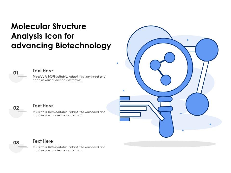 Molecular structure analysis icon for advancing biotechnology Slide01