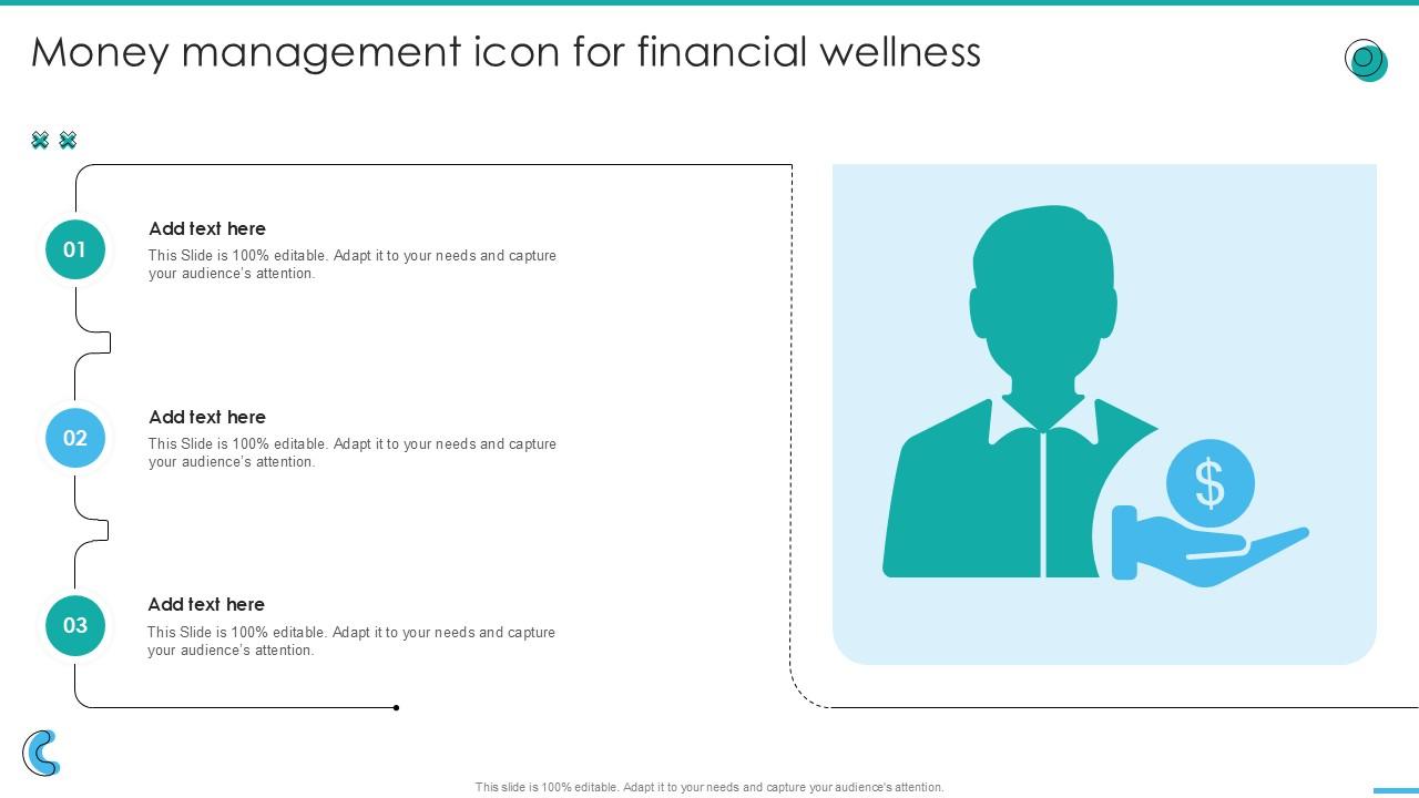 Money Management Icon For Financial Wellness Ppt Slides