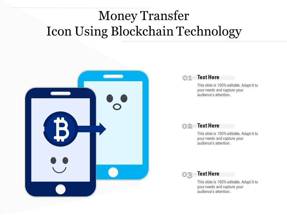 Money transfer icon using blockchain technology Slide01