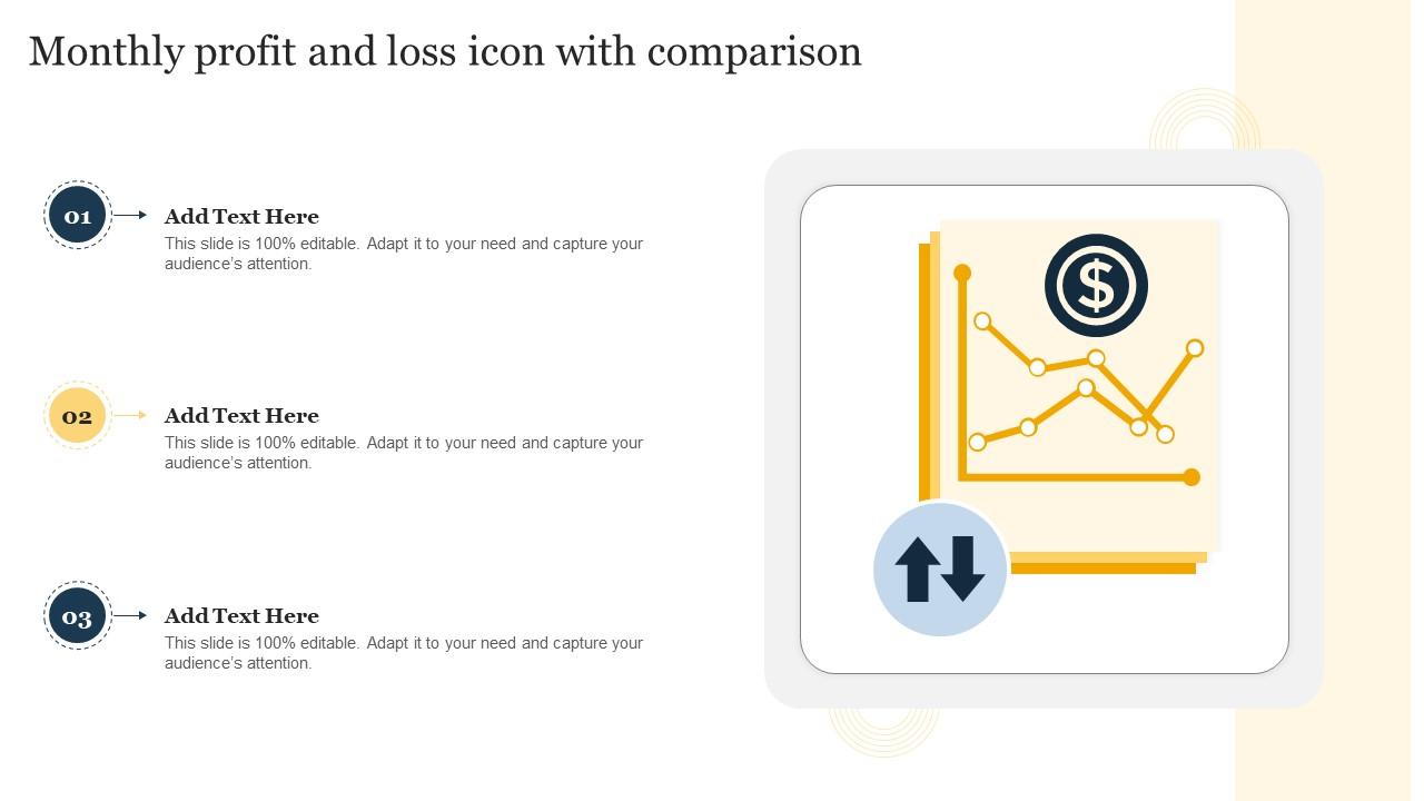 Monthly Profit And Loss Icon With Comparison Slide01