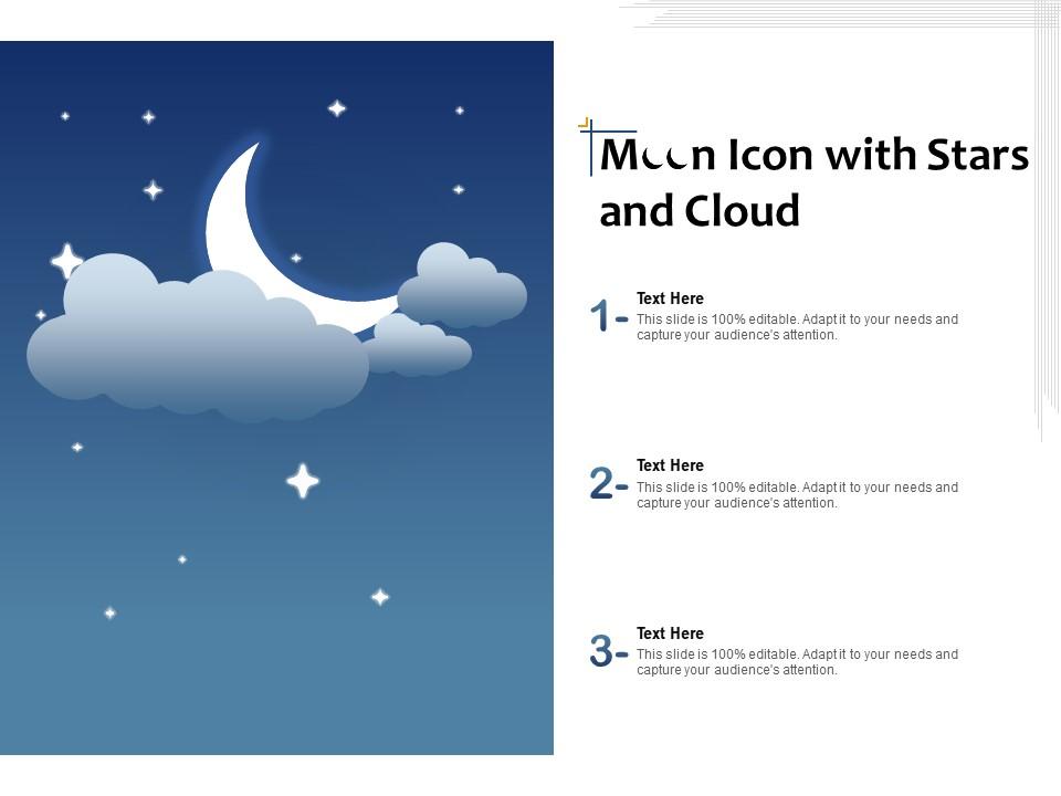 Moon icon with stars and cloud Slide01