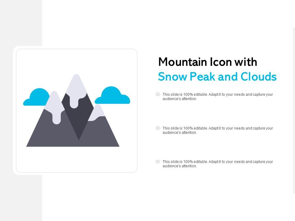 Mountain icon with snow peak and clouds Slide01