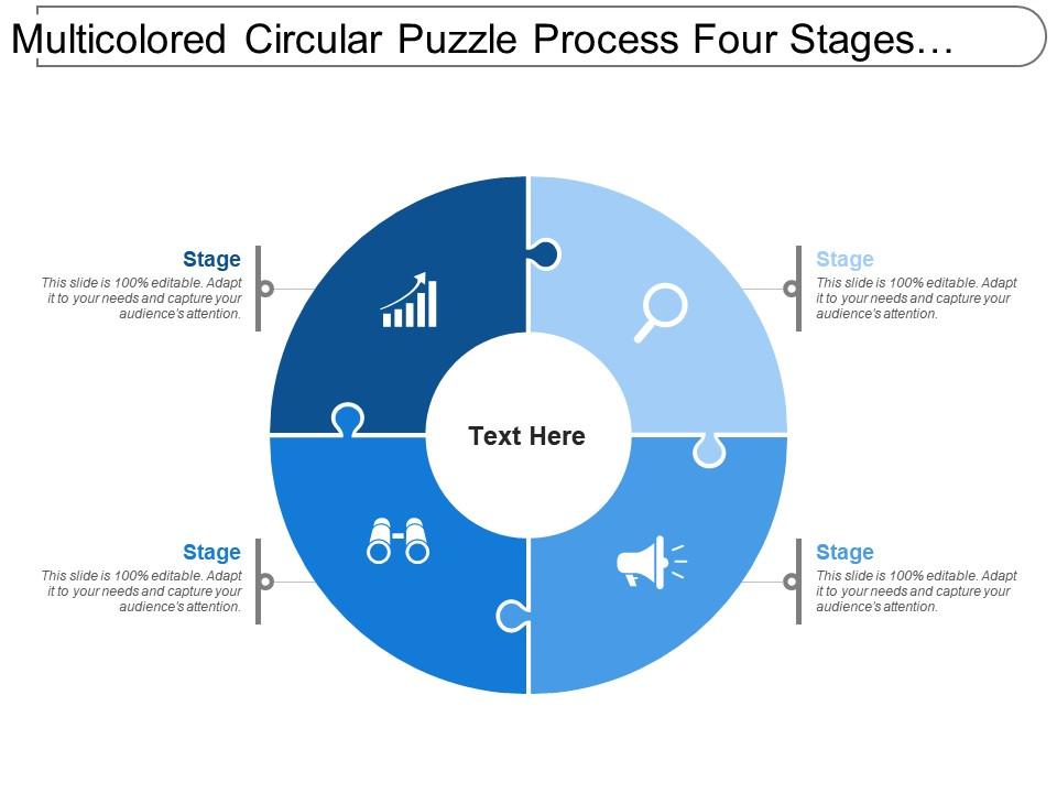 Multicolored circular puzzle process four stages image Slide01